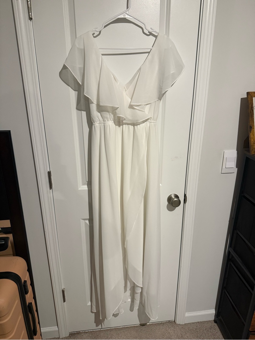 Baltic Born Ivory Ruffle V-Neck Maxi Dress